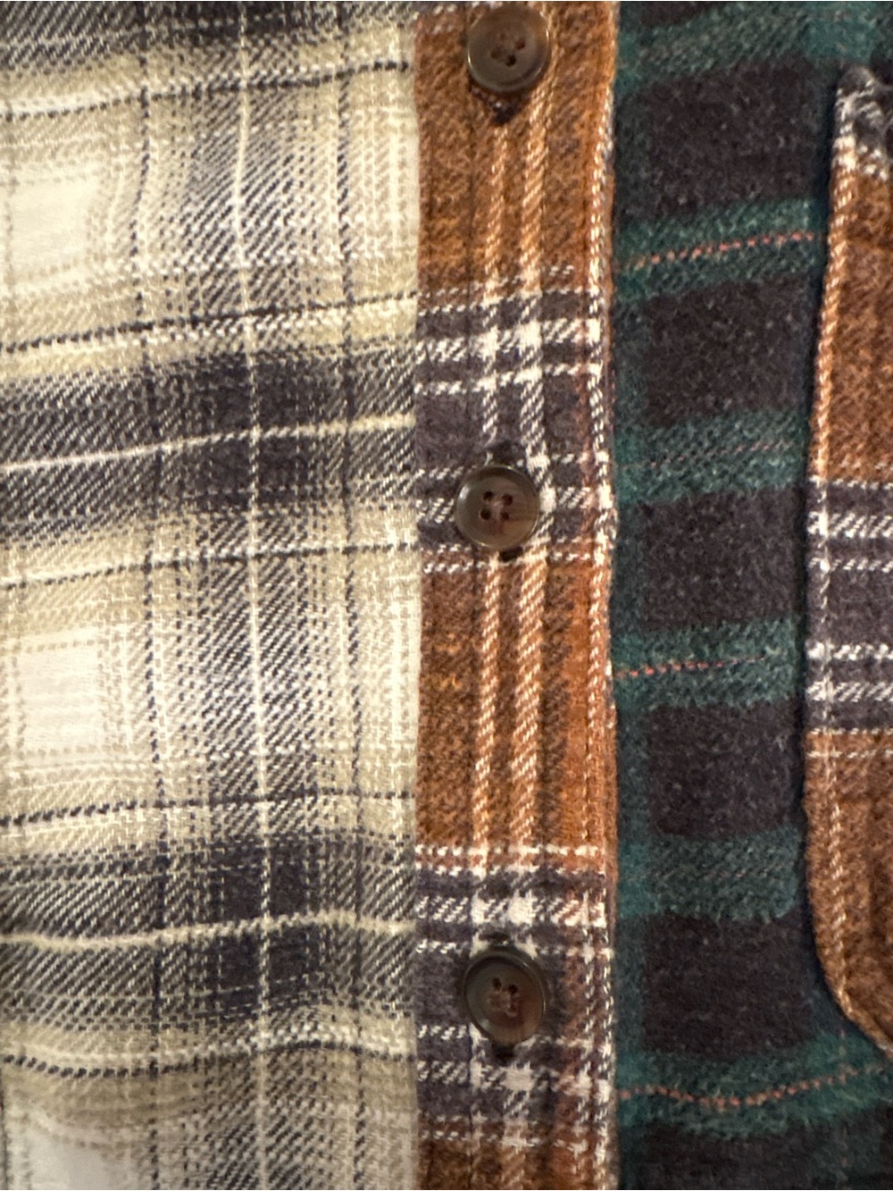 BDG Patchwork Plaid Button-Down Shirt - Brown/Green/White - Picture 4 of 5